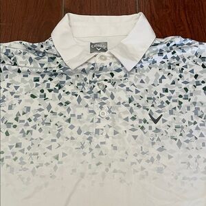 Callaway White and Gray Patterned Polo Shirt